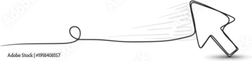 Continuous drawing of cursor arrow. One line icon of cursor arrow, Background of drawing one line on a white background. A single line drawing of a cursor. Continuous line cursor icon.