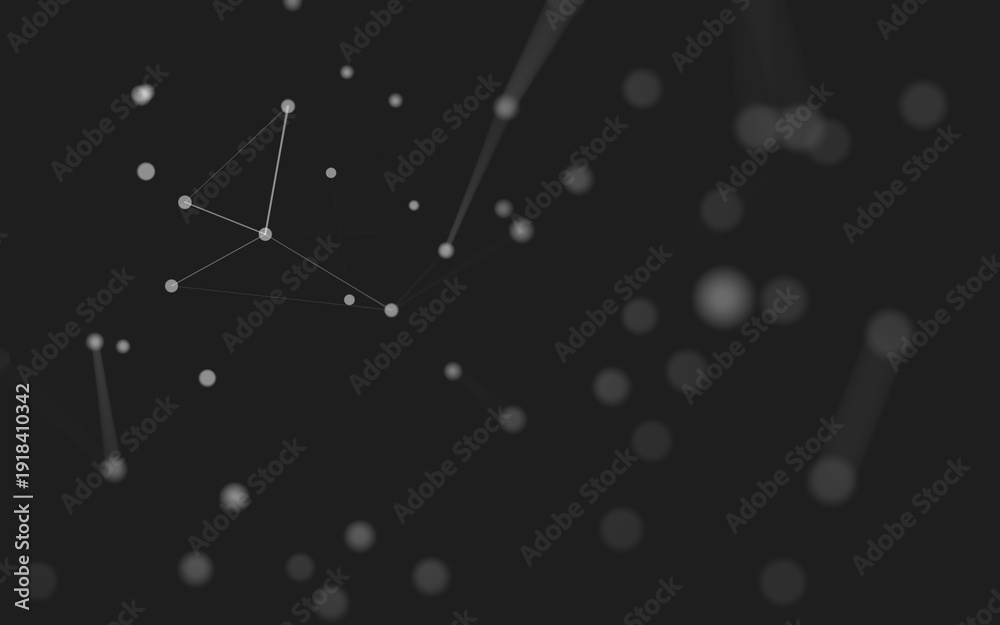 Fototapeta premium Abstract background. Molecules technology with polygonal shapes, connecting dots and lines. Connection structure. Big data visualization.