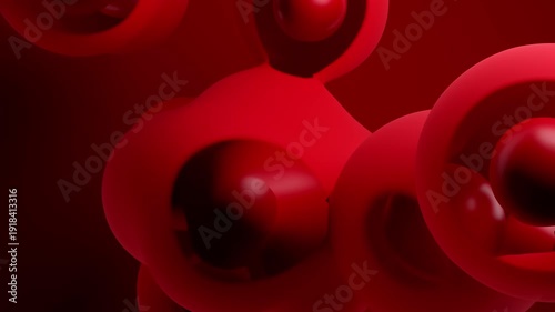 Abstract scientific looping background. Busy cell are merging or breaking out of their coverings. Red abstract background for video about medical and scientific. Minimal idea concept, 3D Render.