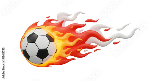 Fiery Soccer Ball: A dynamic and energetic illustration of a soccer ball ablaze with vibrant flames, symbolizing the passion, speed, and intensity of the sport.