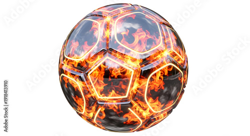 Burning Soccer Ball: A dynamic and energetic soccer ball is engulfed in flames. Featuring the intensity and passion of the sport.