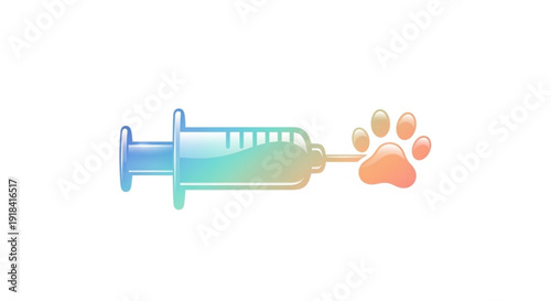 Veterinary syringe injecting medicine into a pet paw