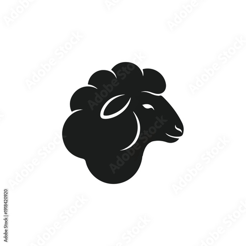 Black Sheep Head Silhouette Icon Design.