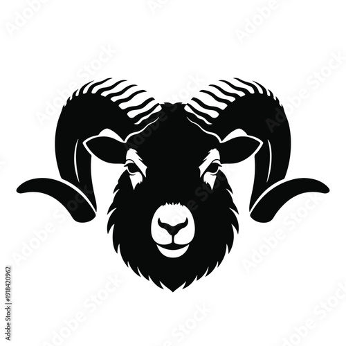 Black Silhouette of a Ram Head.
