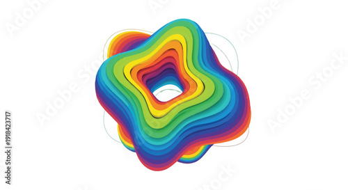 Multicolored Abstract Shape with Rainbow Layers.
