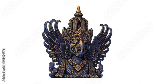 Ornate Statue of Mythical Creature with Wings.