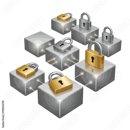 Pads on Cubes Representing Security Measures.