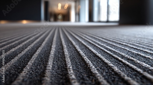 Vacuumed Carpet Texture in a High-End Hotel Corridor With Clear Lines and Ample Space Above Showcasing Cleanliness and Attention to Detail