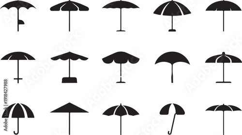 Umbrella Icons Collection Various Styles and Designs parasol rain