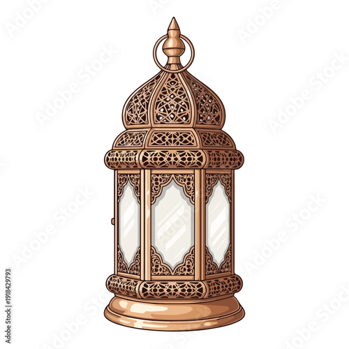 Ornate Metal Lantern with Glass Panels 1.