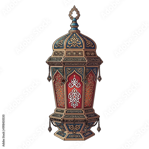 Ornate Metal Lantern with Intricate Designs and Patterns.