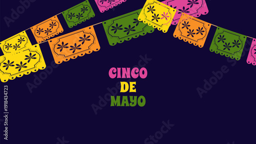 Cinco de Mayo holiday Festive Fiesta Parade. For ads web design marketing visuals. Vector illustration.