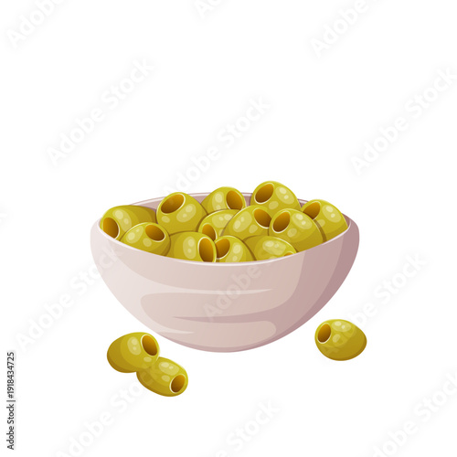 Marinated olives in a ceramic bowl
