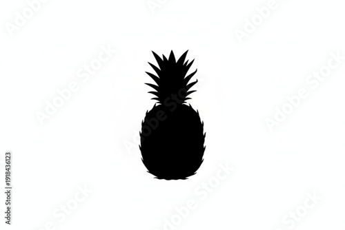 Pineapple Silhouette: A striking black silhouette of a ripe pineapple against an empty background, embodying tropical fruit freshness and natural charm.