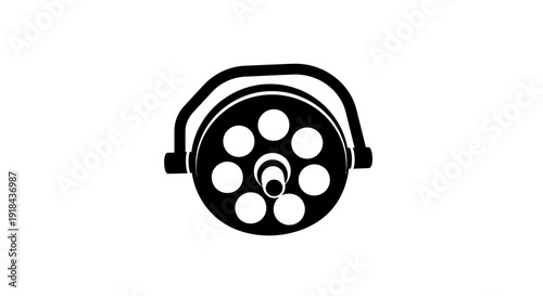 Silhouette of a Revolver Cylinder with Multiple Bullets, Isolated on White Background