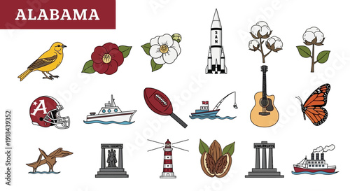 Alabama State Symbols and Icons Collection A Comprehensive Visual Representation