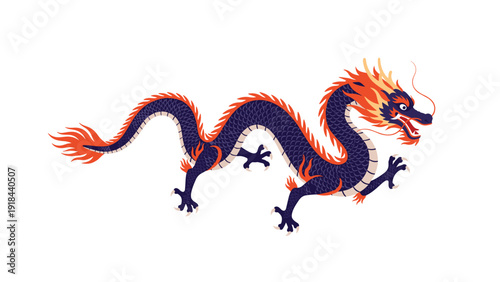 Majestic traditional Chinese dragon in vibrant colors, symbolizing power, good fortune, and mythical strength in Asian culture.