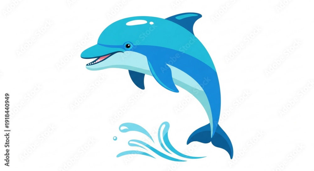 Obraz premium Smiling dolphin jumping out of water with splashes
