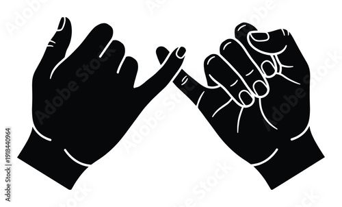 Pinky promise hand gesture vector illustration for agreement concept on transparent background