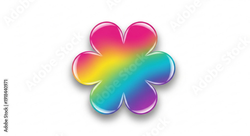 Rainbow flower icon with glossy petals on white background
