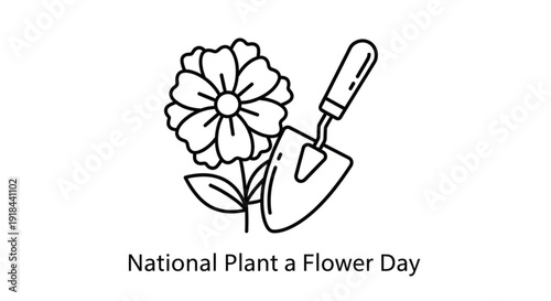 National plant a flower day illustration with flower and shovel