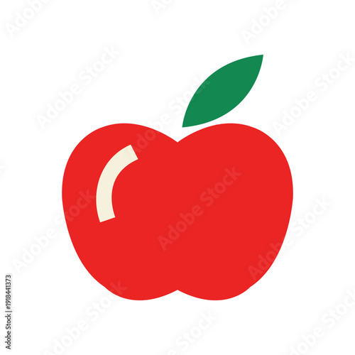 vector red apple with leaf