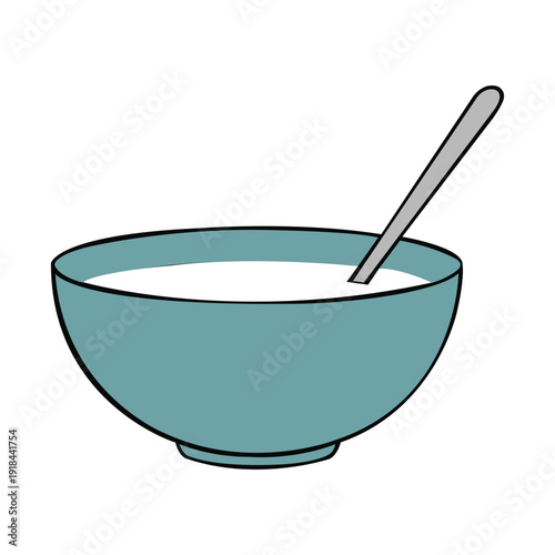 vector bowl of milk with a spoon