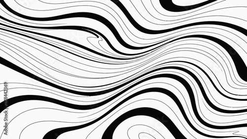 A striking black and white abstract pattern features undulating lines flowing across the frame creating a dynamic and visually engaging design high quality professional detailed modern