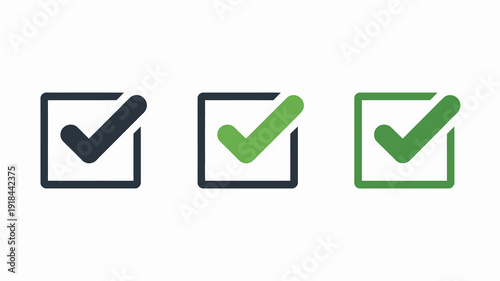 Three check boxes are displayed with the first two containing green checkmarks and the last one being empty high quality professional detailed modern elegant stylish clean