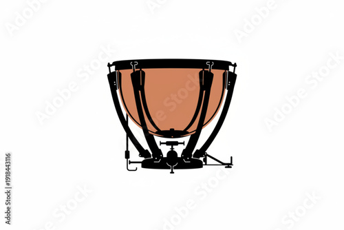 Orchestral Percussion Instrument: A visually arresting view of a finely crafted timpani drum, isolated against a simple background. An emblem of musical artistry and symphonic performance.