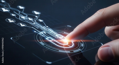 Finger pressing a glowing magnet symbol to attract new leads and potential customers.