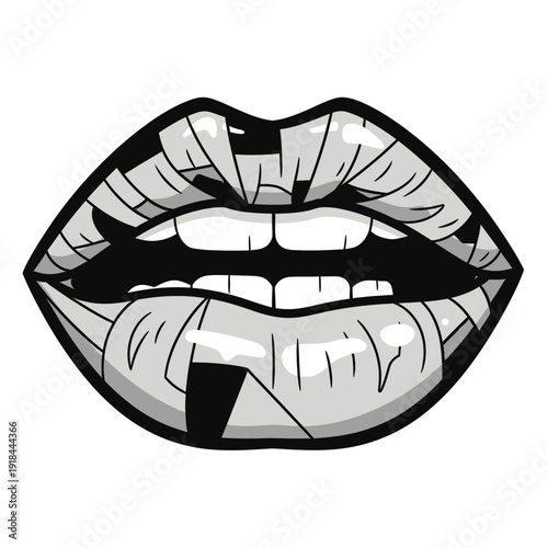 Stylized Lips with Geometric Pattern