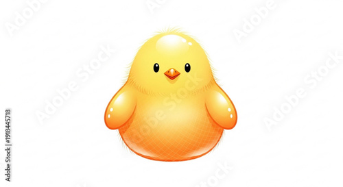 Cute yellow rubber duckling toy isolated on white background
