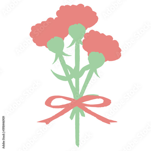 5月の園だよりに使いやすい シンプル手描きイラストカットシリーズ｜カーネーション（母の日）｜May Simple Hand-Drawn Illustration Cut Series for Preschool Newsletter | Carnation (Mother's Day)