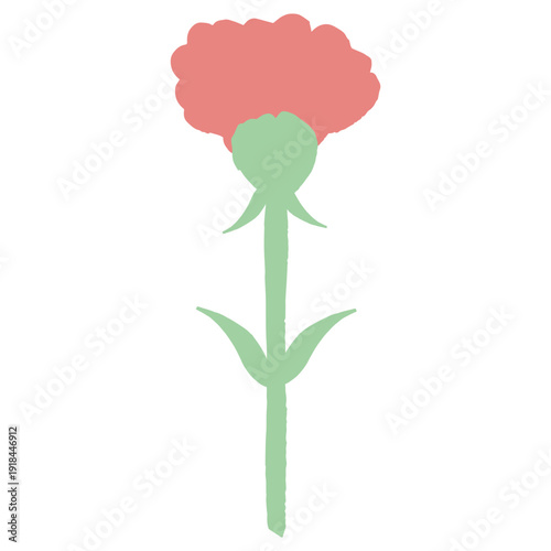 5月の園だよりに使いやすい シンプル手描きイラストカットシリーズ｜カーネーション（母の日）｜May Simple Hand-Drawn Illustration Cut Series for Preschool Newsletter | Carnation (Mother's Day)