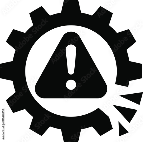 Broken gear warning system vector icon