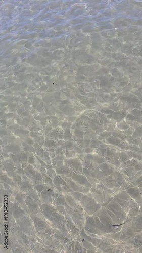 on the seashore with clean sandy water