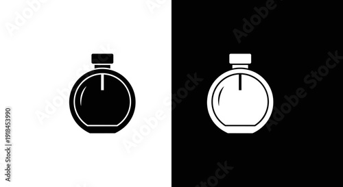 Stopwatch Timer Icon Set in Black and White, Minimal Chronometer Time Symbol on Square Background