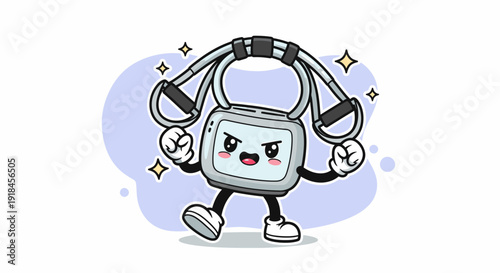 Playful cartoon robot character smiling and posing.