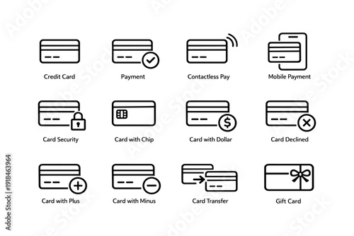 Credit card symbols: secure payment and mobile transactions