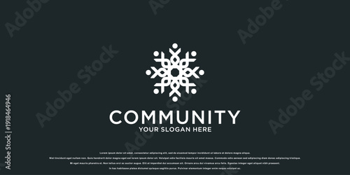 People community logo design| logo template can represent unity and solidarity in group| premium vector