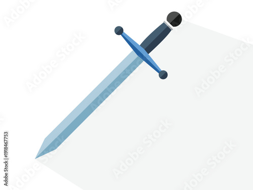 Isolated medieval knight weapon design featuring a sharp steel sword and shield illustration as a metal blade object on a black background vector