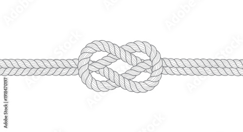 Infinity Knot of Thick Rope on White Background
