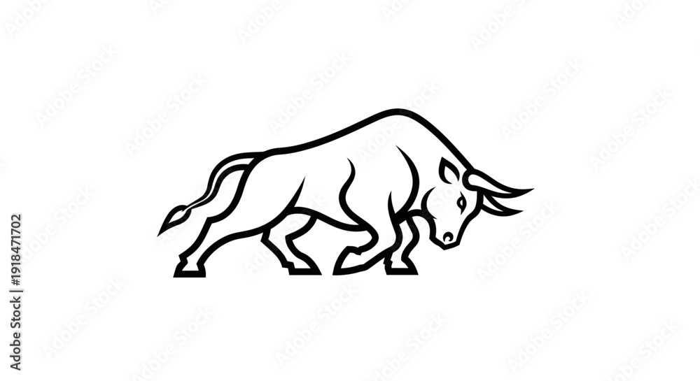 Fototapeta premium Strong black silhouette of a wild rhinoceros vector illustration designed with a minimalist outline for nature and wildlife art