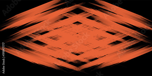Abstract Orange and Black Grunge Halftone Brush Stroke Background with Urban Comic Aesthetic