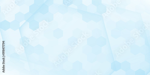 Abstract blue and white hexagon background. Futuristic digital hi-technology banner. Healthcare background. Vector