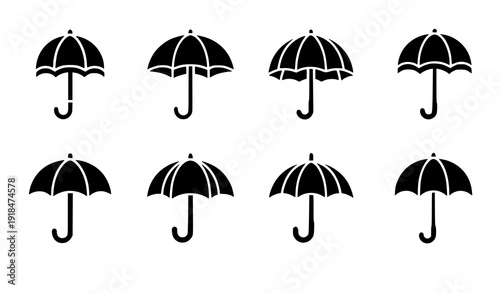 Umbrella icon set weather protection vector illustration