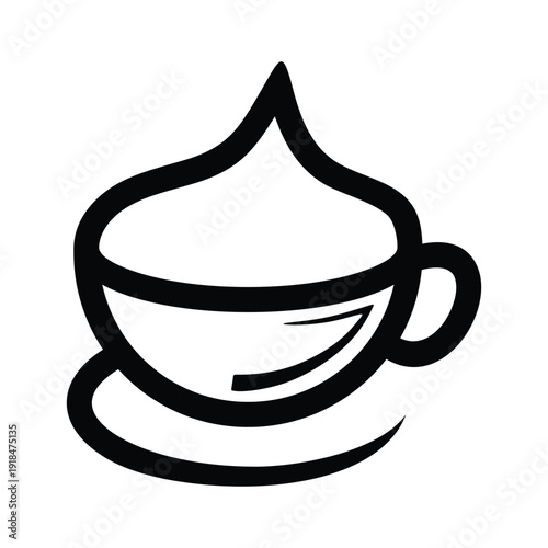 The icon above displays a simple illustration of a cup and saucer with a black outline. The design is minimalist and clean, without detailed colors or shadows, so it looks like an icon or symbol.