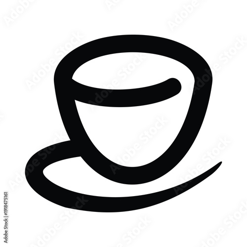 The icon above displays a simple illustration of a cup and saucer with a black outline. The design is minimalist and clean, without detailed colors or shadows, so it looks like an icon or symbol.