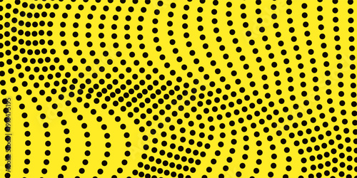abstract simple black dot wavy pattern on yellow can be used background.